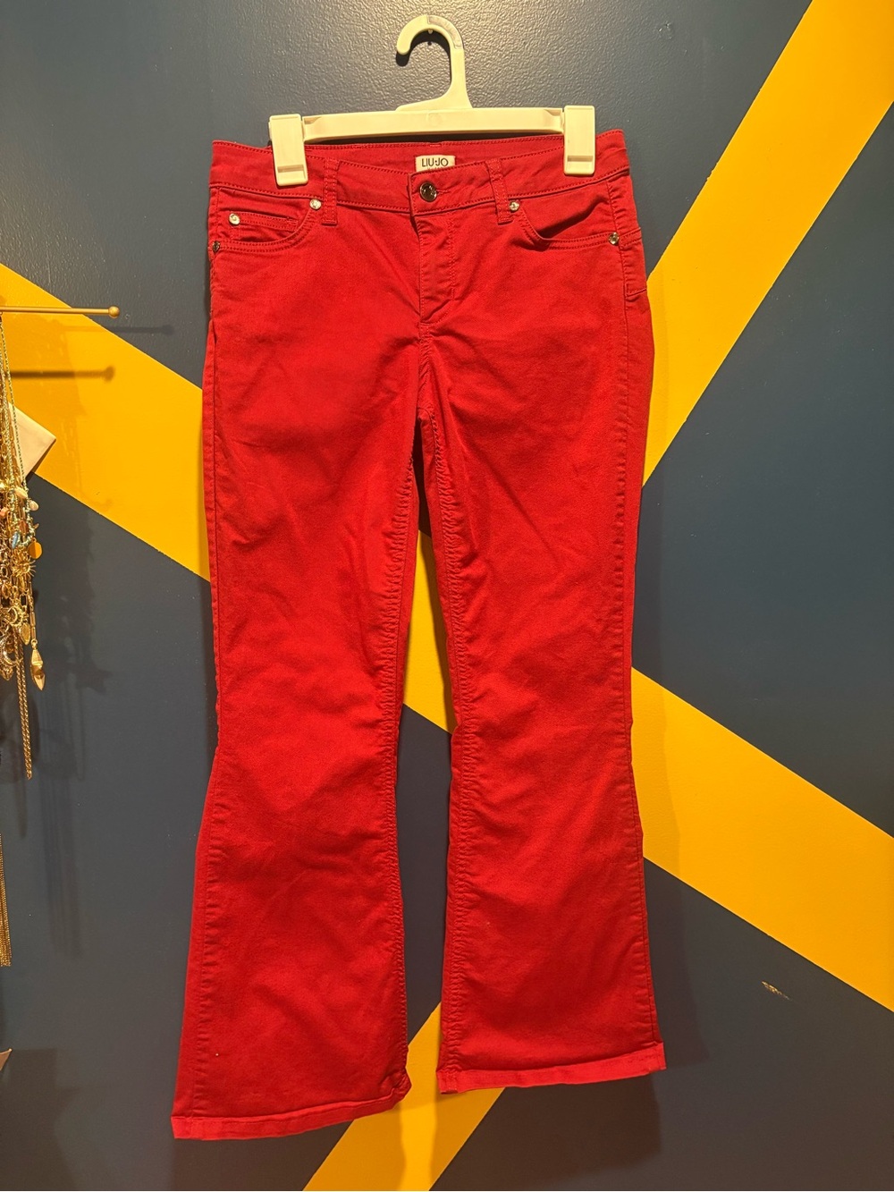 Liu Jo Red Mid-rise Flare Jeans NWOT
